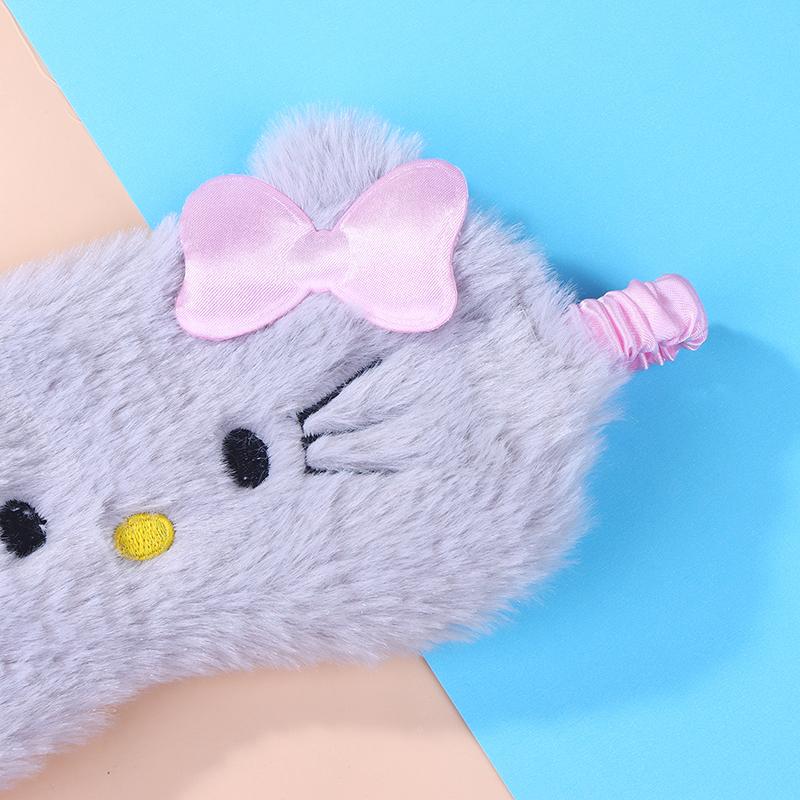 Cute Cartoon Sleeping Eye Mask For Travel Eyeshade Night Breathable Blindfold Slaapmasker Girl'S Heart Plush Kids Gift