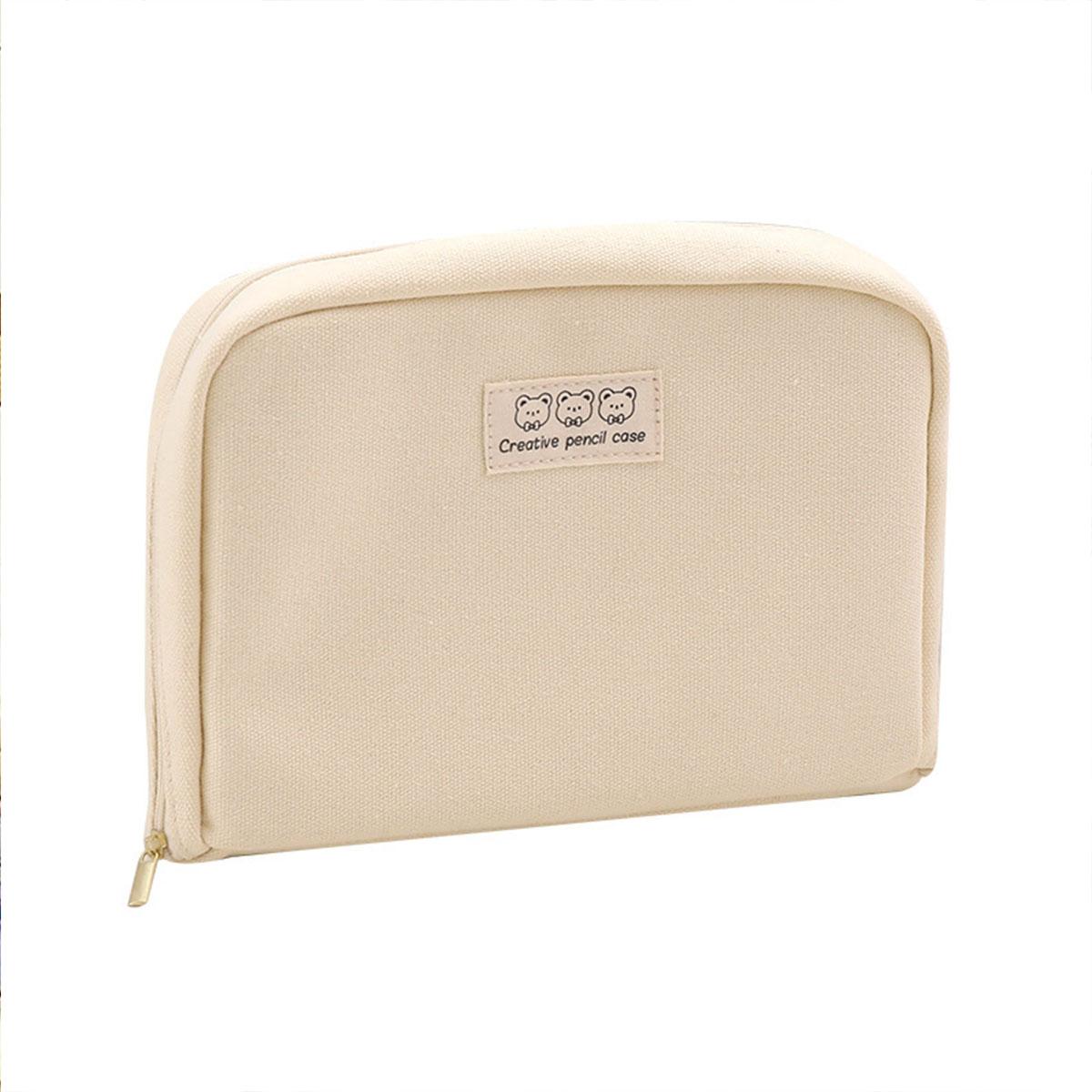 Student Large Capacity Cute Canvas Pencil Bag Portable Storage Cosmetic Bag Stationery Pencil Bag