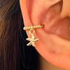 Starfish Seashell Ear Cuff for Non-Pierced Ears - Beach Vacation Ocean Style Women's Accessory