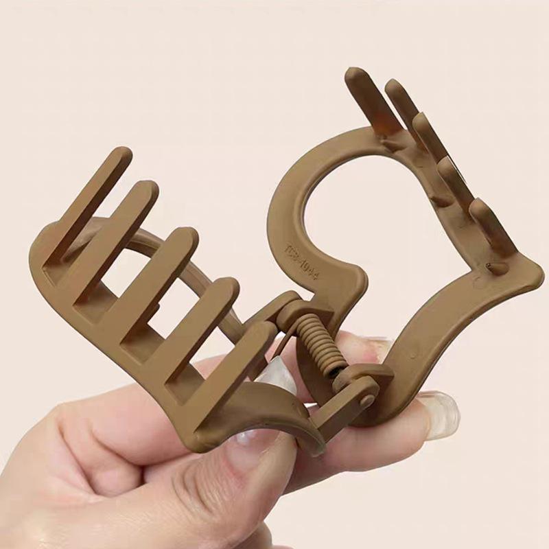 Women's Matte Milk Coffee Hair Claw Clip - Large, Cute Shark Clip Headdress