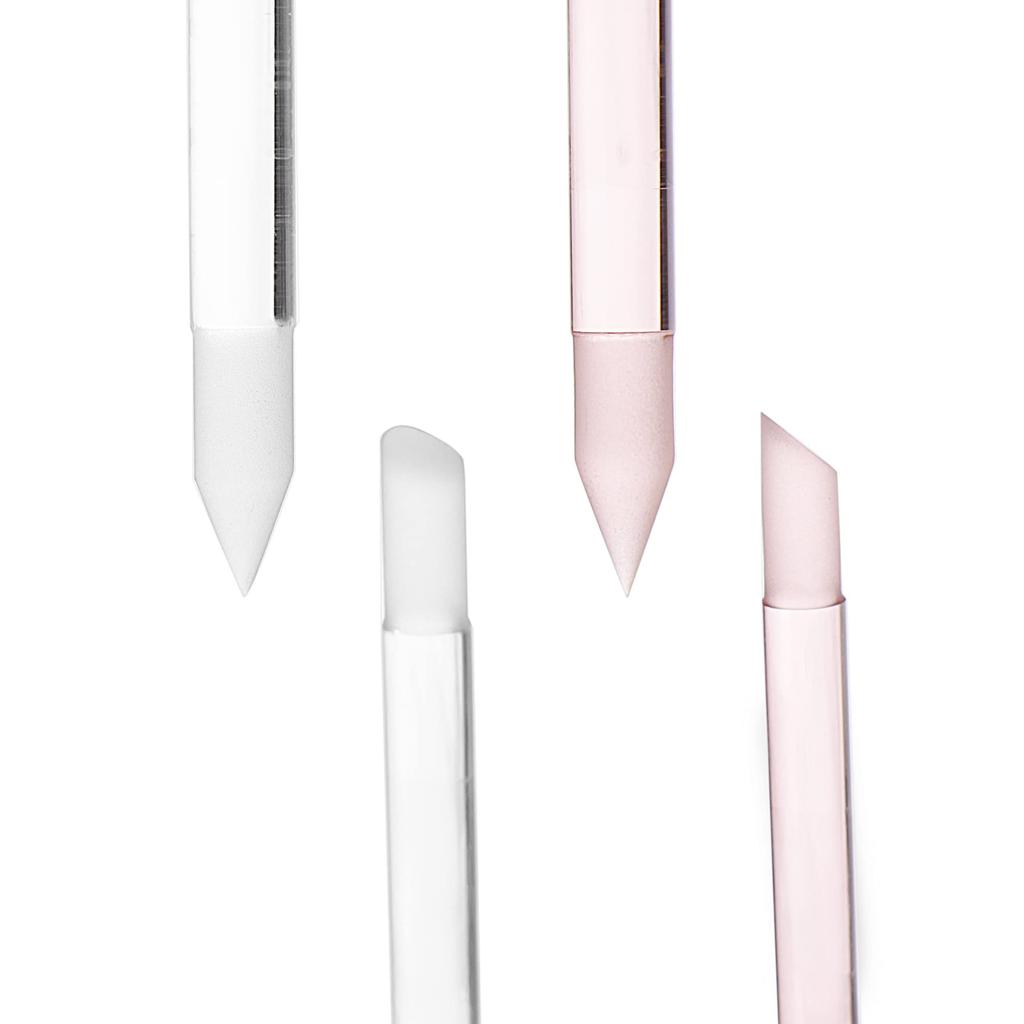 BONA FIDE BEAUTY Cuticle Pusher Set of Clear Cuticle Nail Bohemian Sweet Remover [Czech Glass] 2, & Pink, Double-Sided Care, Preparation, Glass,