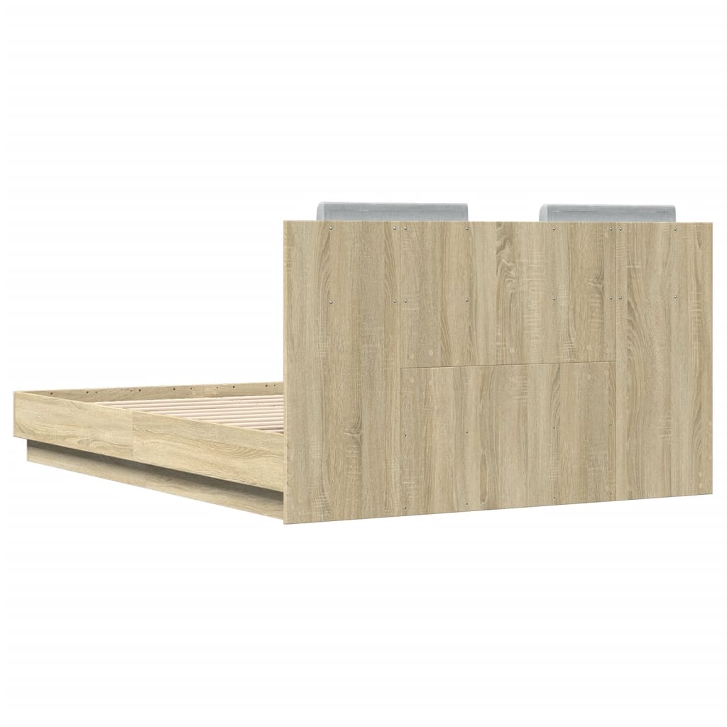 Bed Frame with Headboard Sonoma Oak 120x190 cm Wood Based Panel