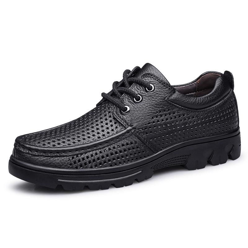 Spring and Autumn large-size shoes large-size cotton hole casual shoes leather shoes middle-aged men's shoes