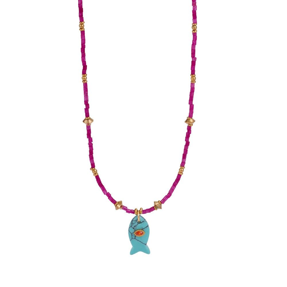 Colorful Mini Fish Necklace Jewelry Childishness Chain Choker Fish Pendant Necklace  Vacation