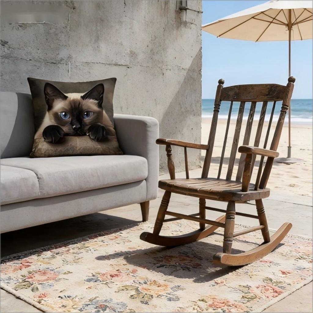 Realistic Siamese Cat Pillow Cover Cute Blue Eyes Kitten Print Soft Cushion Case For Sofa Bed Couch Cat Home Decor