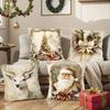 4Pcs Gold Christmas Throw Pillow Covers Santa Reindeer Pattern Decorative Cushion Cases for Bedroom Living Room Holiday Decor