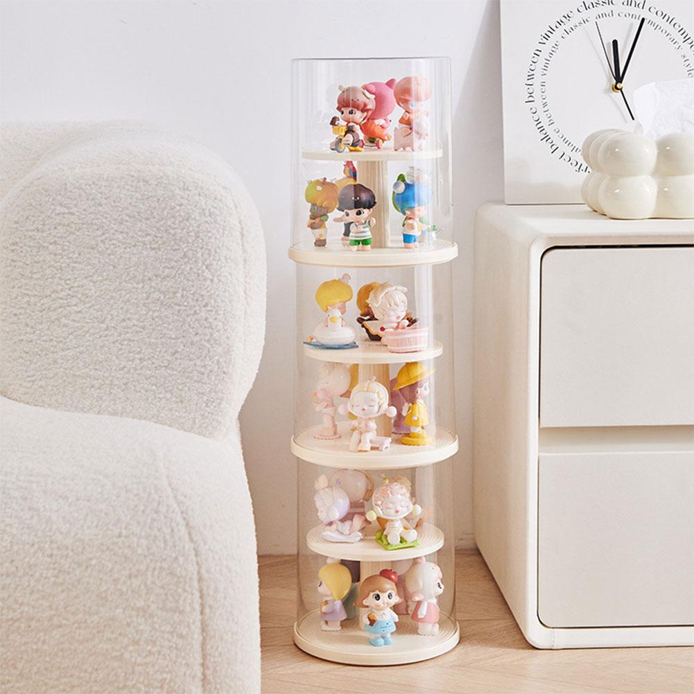 360 Grad Drehbarer Anime Figuren Aufbewahrungsbox Stapelbare Vitrine 2 Etagen Staubdichte Vitrine für Sammlerstücke Actionfiguren