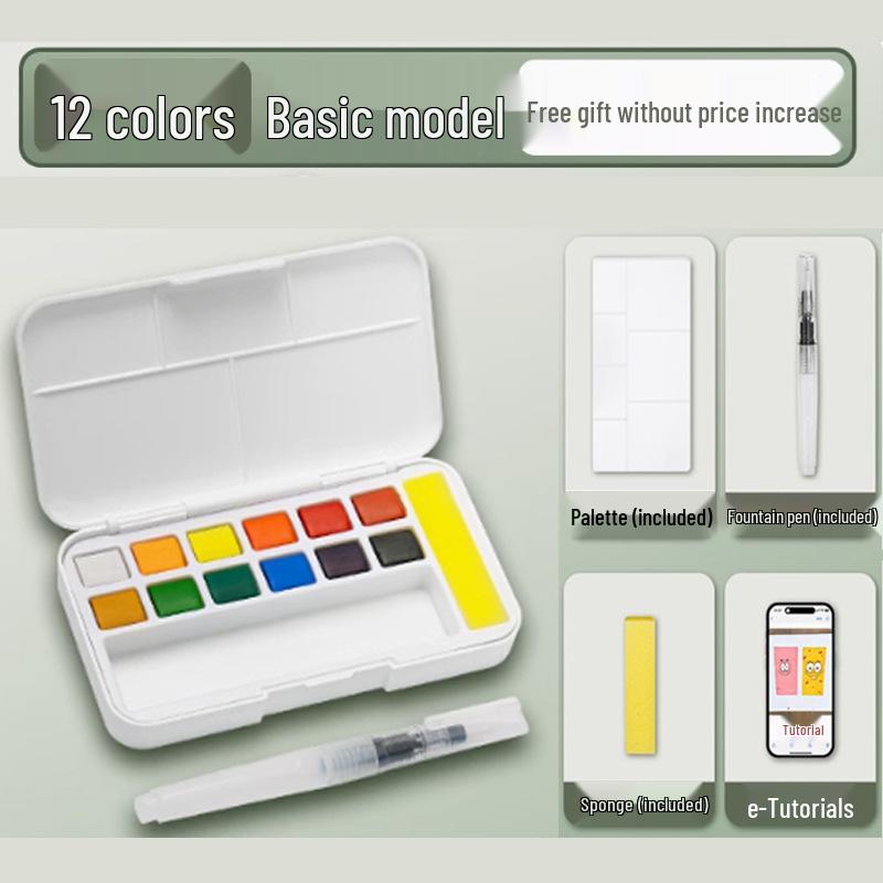 

Master Fan-Shaped Portable Watercolor Set: 48, 24, or 18 Colors for Students and Children