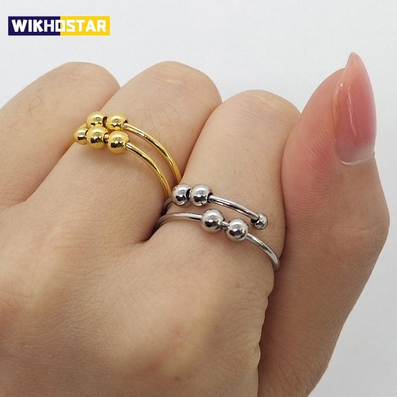 Punkové úzkostné prsteny pro ženy muže spirálový fidget korálkový prsten 2024 trend šperky volně se otáčející antistresový prsten z nerezové oceli dárek