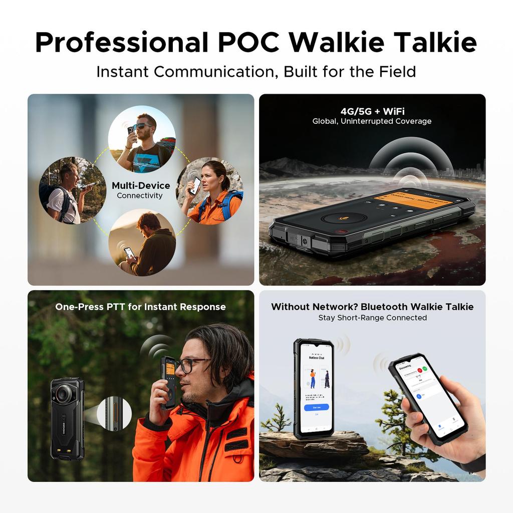 Doogee Fire 7 Ultra Robustes Smartphone 5G, 13000mAh/33W, 8GB+256GB(2 TB TF), 6,6” HD+ 90Hz Display, IP68/IP69K, 125dB Lautsprecher, NFC, Dual-SIM