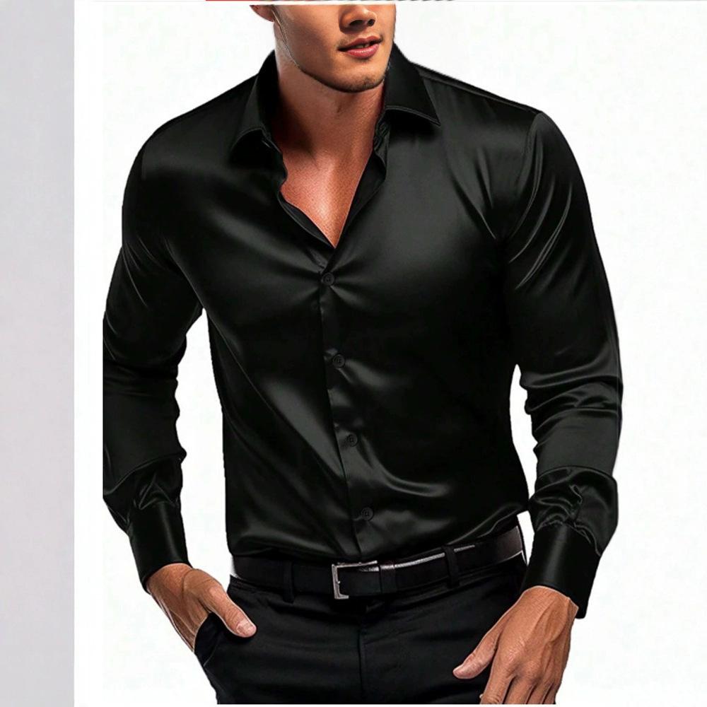 2025 Men's Silky Fabric Long-Sleeve Business Casual Shirt