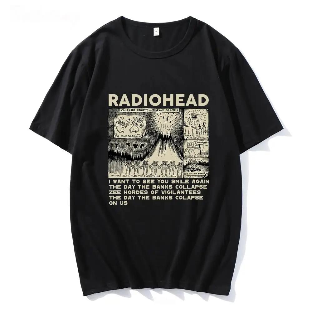 Radiohead Graphic Unisex Print TShirt Hip Hop Rock Band T Shirt Fashion Casual Crew Neck Short Sleeve Plus Size T Shirt Unisex Tee