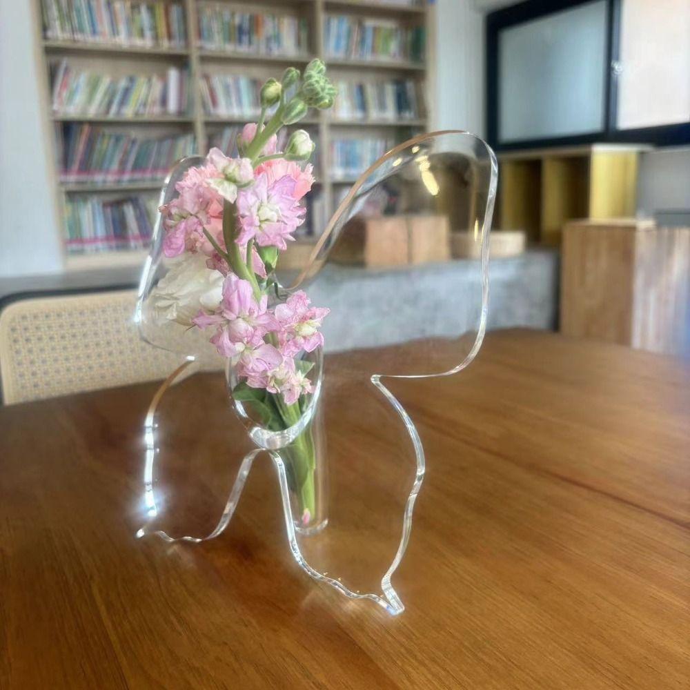 Acrylic Butterfly Acrylic Vase Transparent Desktop Ornament Hydroponic Flower Vase  Banquet