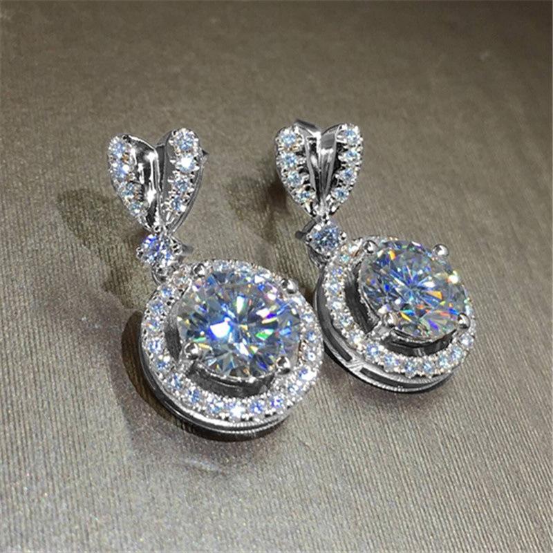 Wedding Bridal Accessories, Exquisite Zircon Heart-Shaped Hanging Earrings For Women, Quality Earrings