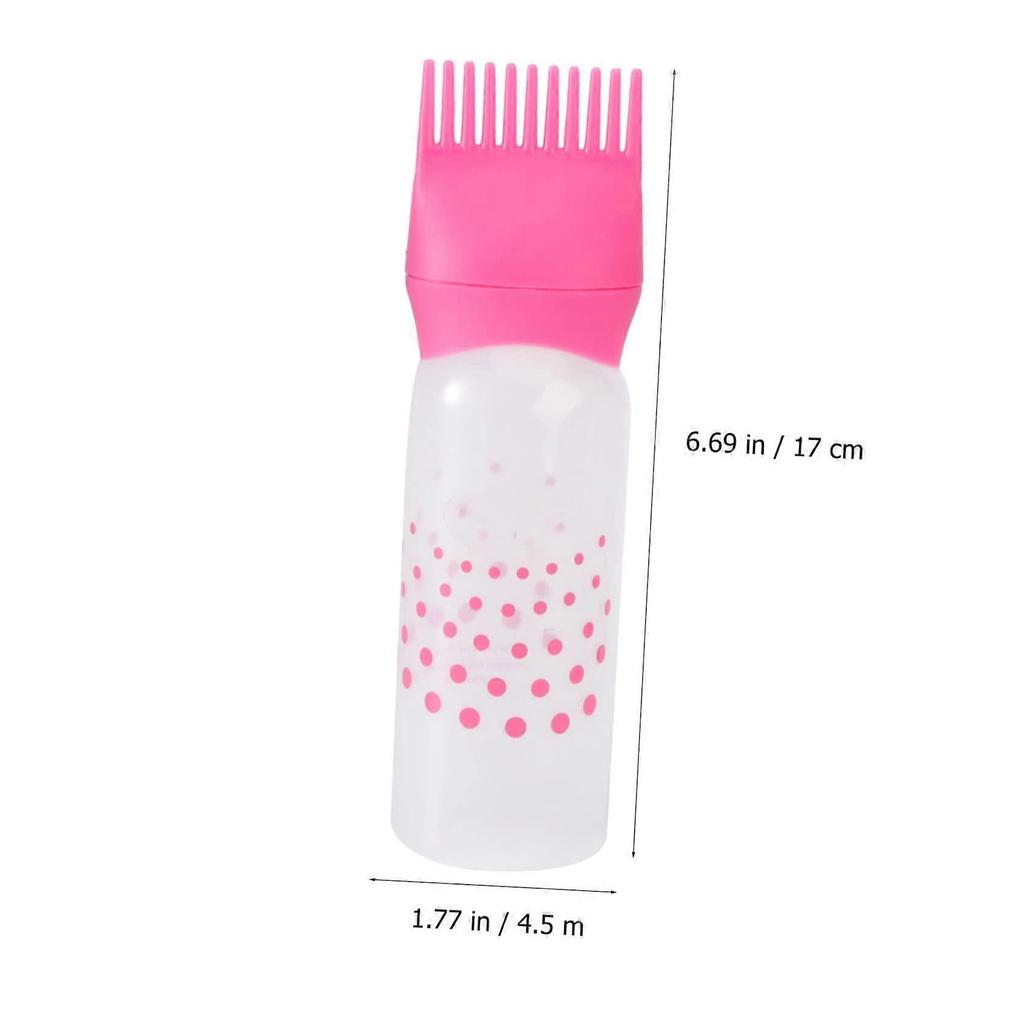 3pcs Hair Dye Applicator Bottles with Comb for Even Color Distribution Salon Black Rosy