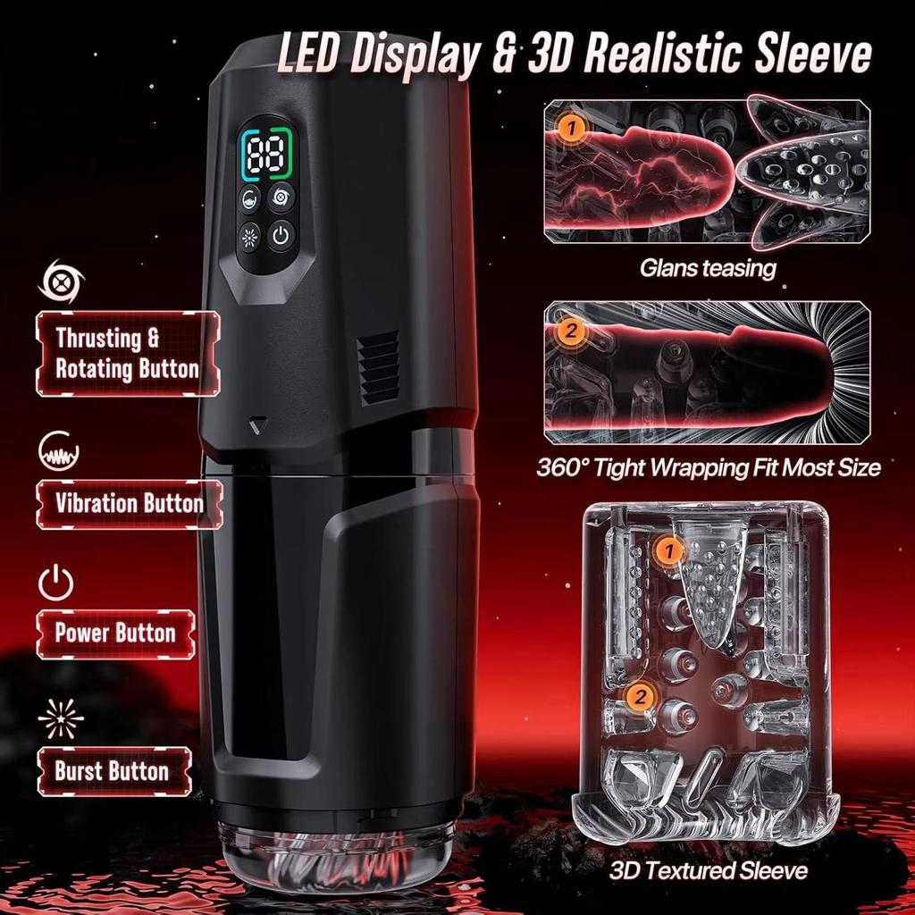 Male Sex Toys for Men - AI Sync Male Masturbator Stroker Adult Toys with 7 Thrusting & Rotating 7 Licking & Vibrating Modes  APP