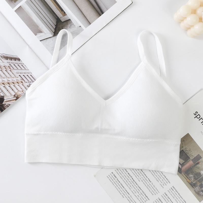 Bralette Sem Costuras com Costas Cruzadas em U - Sem Aço, Sexy, Cor Sólida Roupa Íntima Feminina