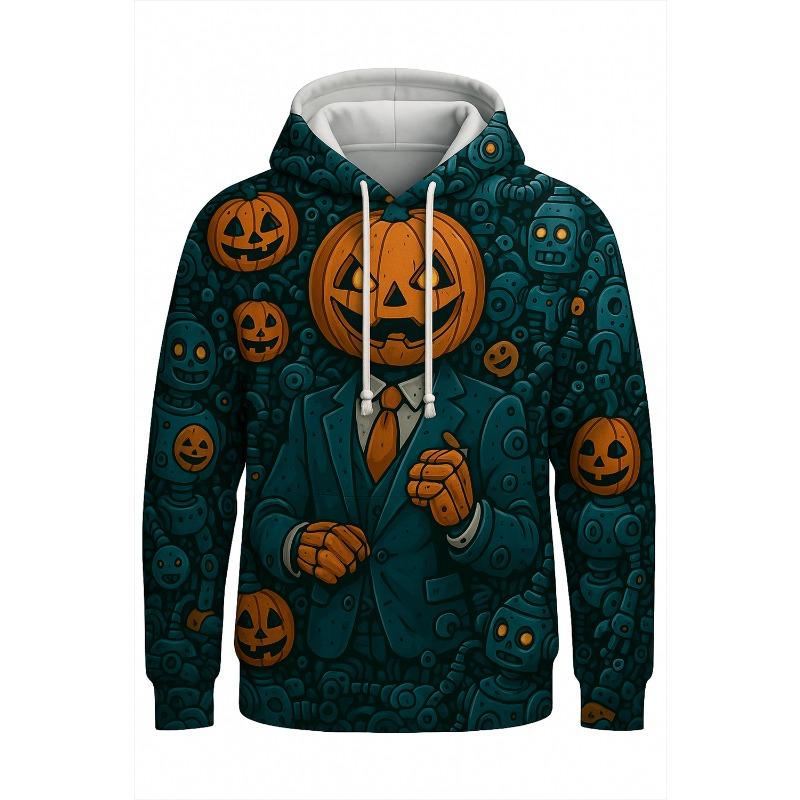 New in Hoodies & Sweatshirts Men Hoodie Print Halloween Pumpkin Man Style Pattern Design Innovative Casual Wear Y2k Hoodies