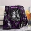 1Pc Skull Couple Print Flannel Blanket, High quality Comfortable for All Seasons, Home Decor, Warmth and Comfort, Perfect for Christmas Gifts