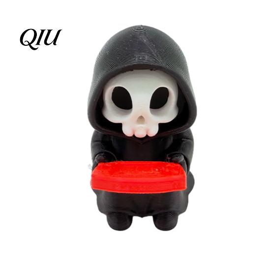 Creative Halloween Design Mini Grim Reaper Statue, 3D Printed Skull Fun Accessories Figurine for Tabletop, Desk, Shelf Home Decor Gothic