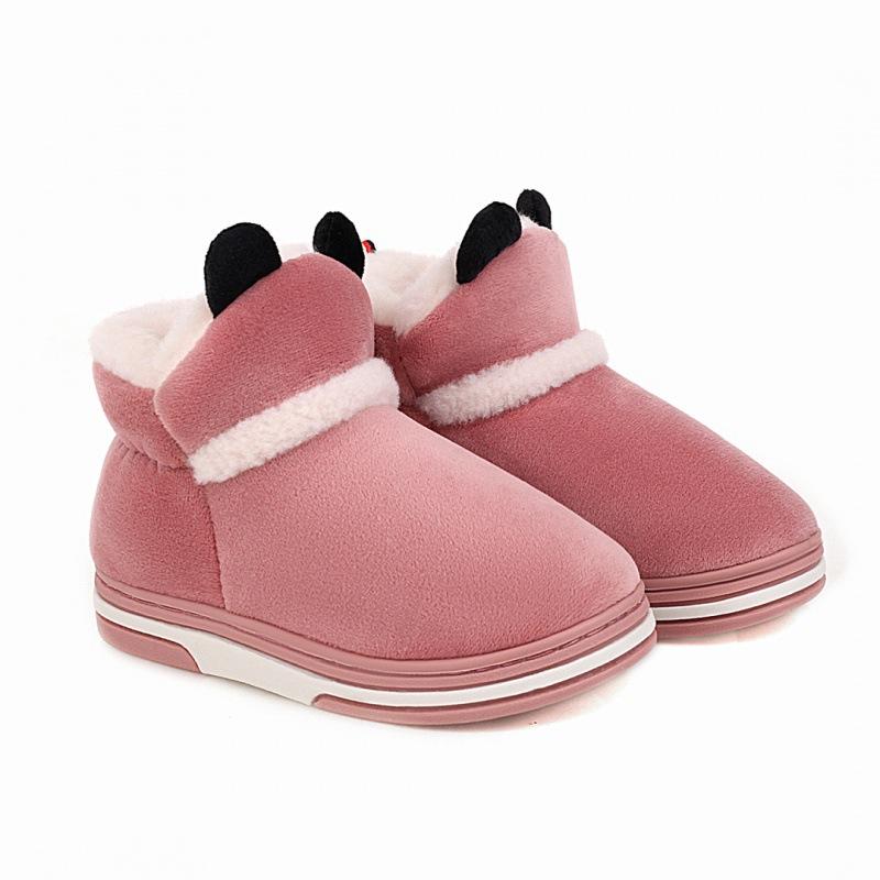

Зимние домашние детские хлопковые тапочки утолщенные теплые шерстяные тапочки для мальчиков с задником нескользящие милые детские хлопковые туфли для девочек 26-27 (inner length 16cm) розовый