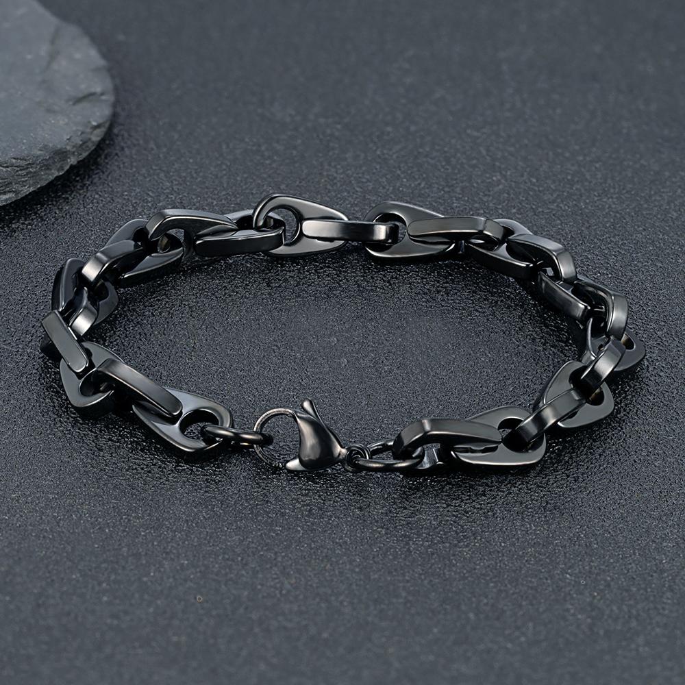 Punk Heavy Horseshoe Link Chain Bracelets for Men Vintage Oxidized Clip Chain Wristband Chunky Jewelry