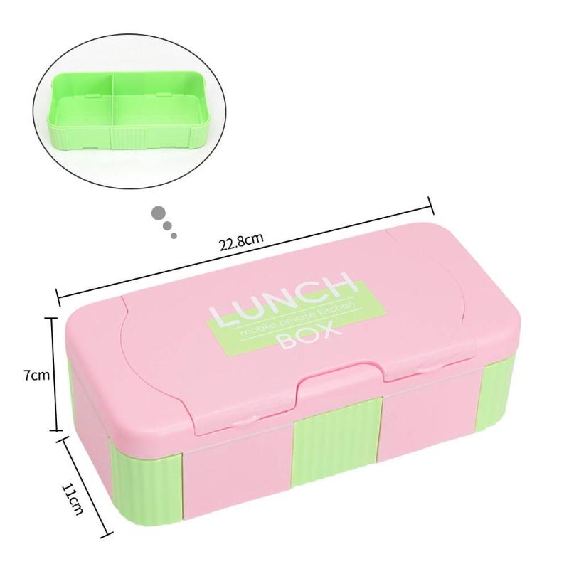 Multi-Grid Kids Bento Box, leakproof & microwave safe. Portable food container with tableware for school, outdoor and daily meal