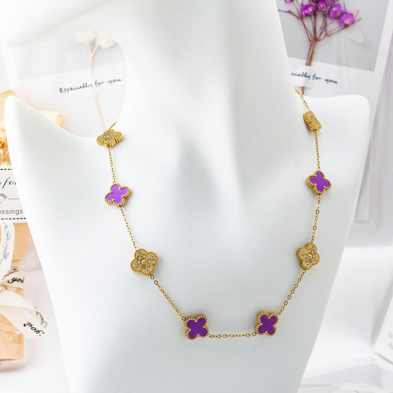 

10-цветочная цепочка для свитера с двусторонним клевером фиолетовый