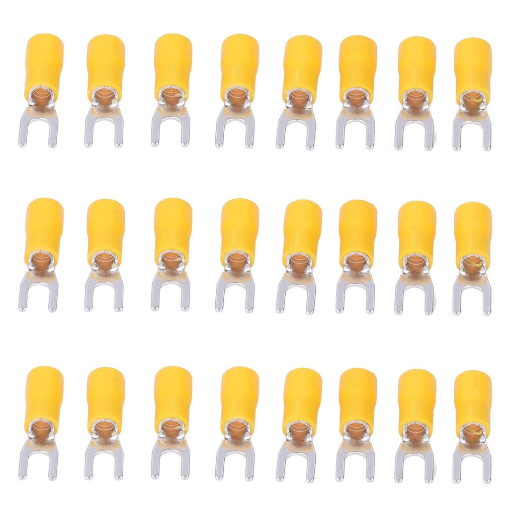 50Pcs Fork Terminals Insulated Spade U Type Wire Connector 12‑10AWG Cable Crimp SV5.5‑4 Yellow