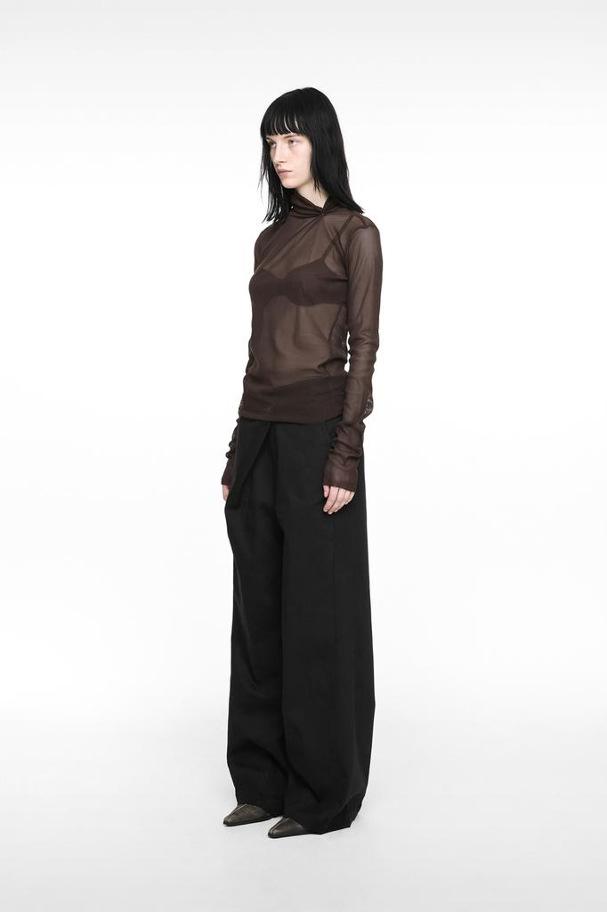 Nash Folded Wide Pants (Unisex) Leather Black