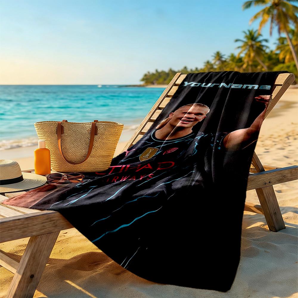 Haaland Personalized Text Beach Towel High Absorbency & Quick-Dry Ideal for Travel Outdoor Swim Pool Yoga Surf Camping Hiking Gym Gift Holiday