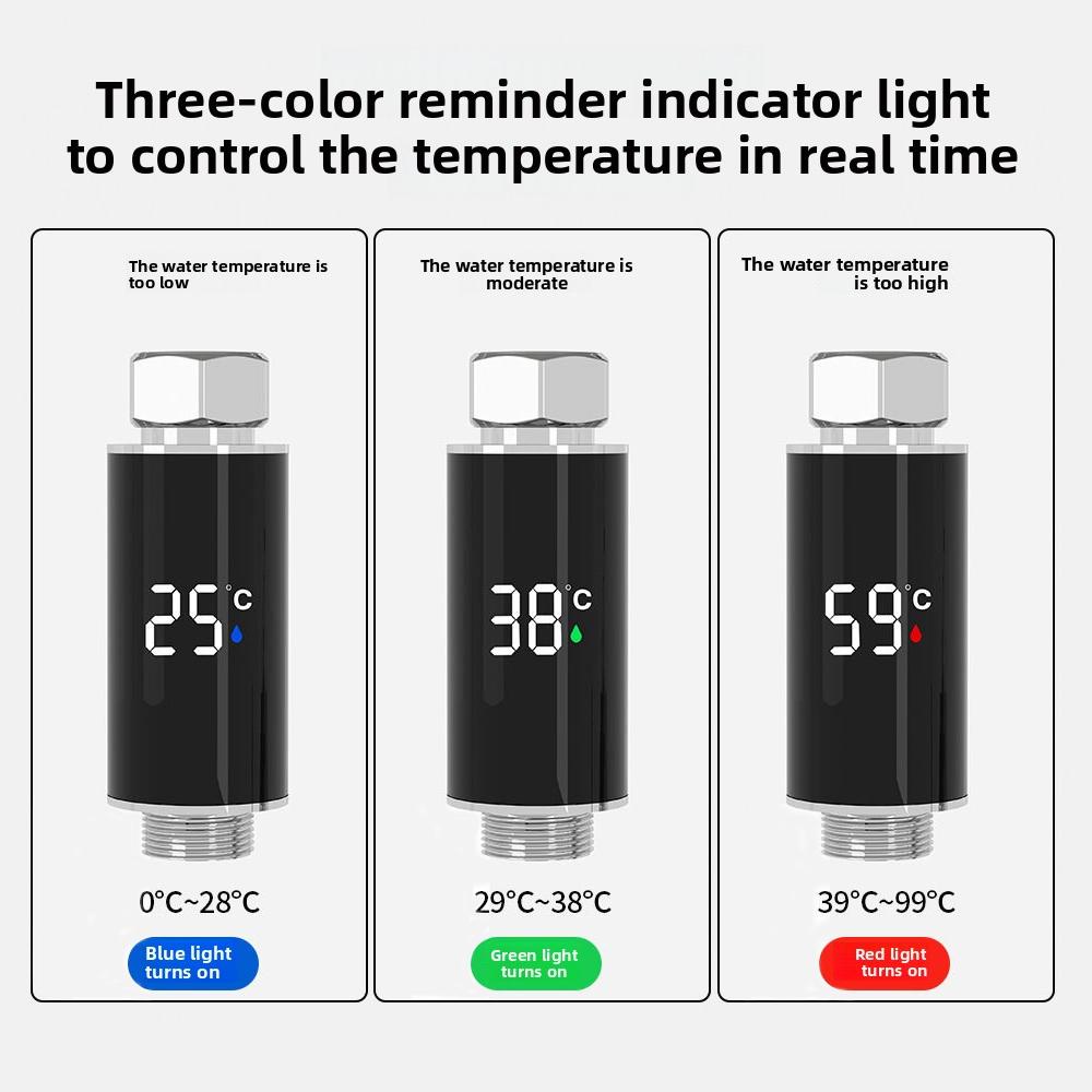 Yieryi LED Sprchový teploměr Není potřeba baterie Senzor teploty vody pro miminka Digitální displej Pro monitorovací nástroj na koupelnovou baterii