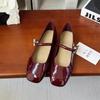 Women's Flat Shoes 2024 Autumn New Mary Jane Shoes Round Toe Straight Strap French Single Shoes Elegant Soft Soled Ballet Shoes