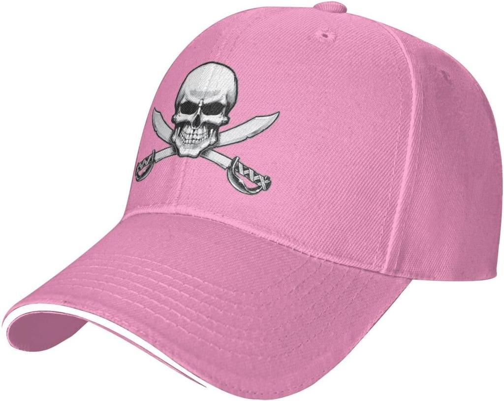 Pirate Skull Cross Swords Blue Baseball Cap Polyester Casual Sun Protection Adult Unisex