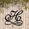 Monogram H Letter Metal Wall Art Cursive Iron Design Outdoor Indoor Decor
