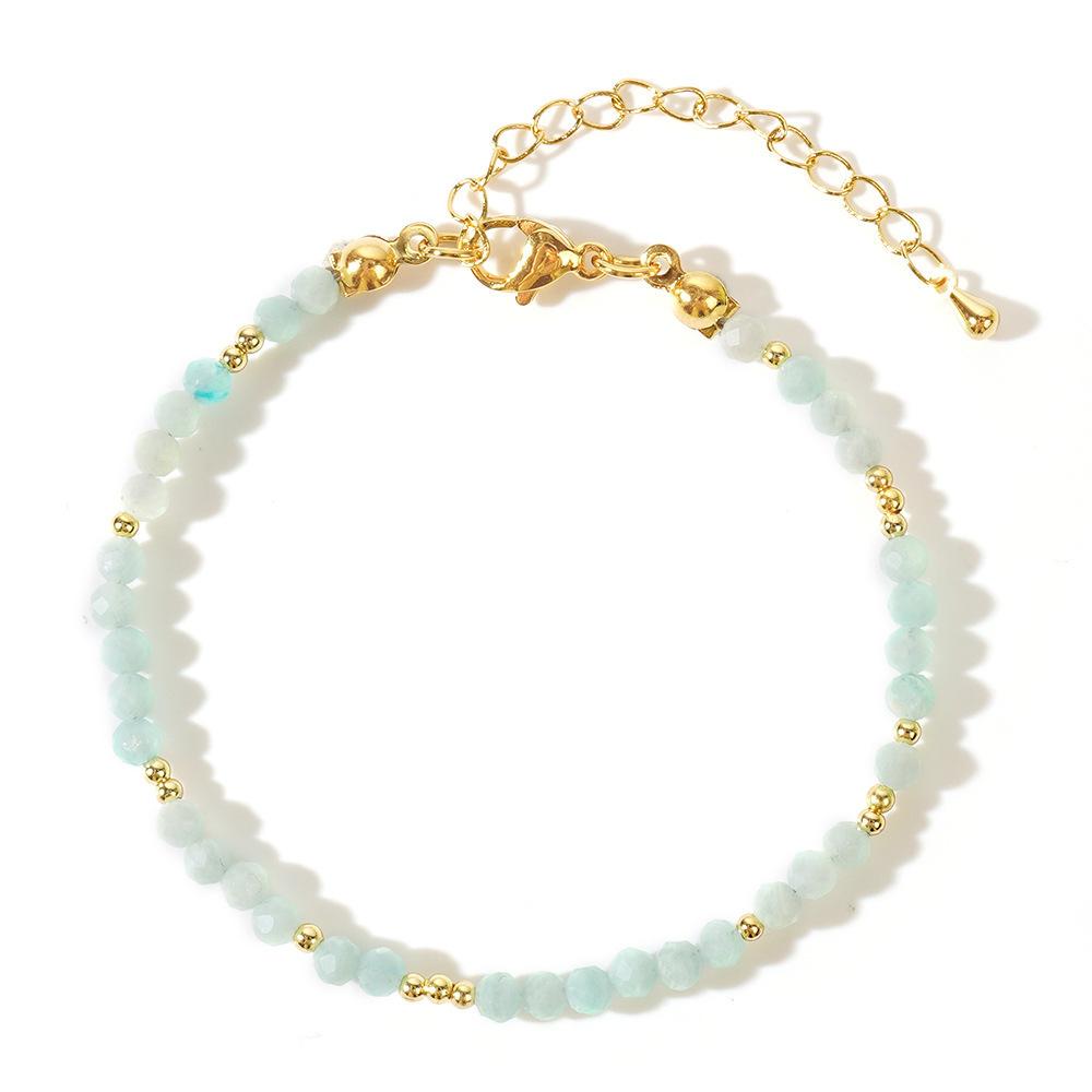 1pc 3mm Bohemian Natural Stone Amethyst Pink Crystal Faceted Beads Brass Beads Bracelet for Women Jewelry