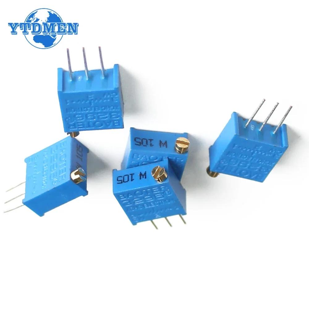 10PCS 3296W Trimmer Potentiometer 100R 500R 1K 2K 5K 10K 20K 50K 100K 200K 500K 1M 3296 Potentiometers Variable Resistor Kit
