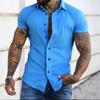 Men's Solid Color Lapel Simple Short Sleeved Shirts
