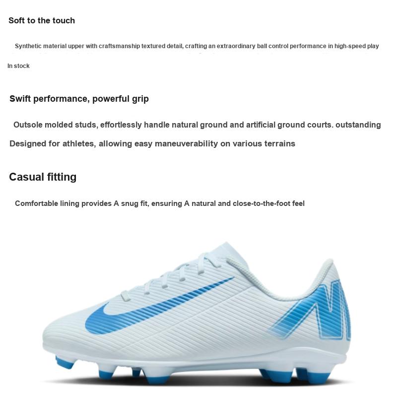 New Nike Anti Slip Wear Resistant Low Top Kids' Soccer Shoes Blue Teenagers FQ8286-400