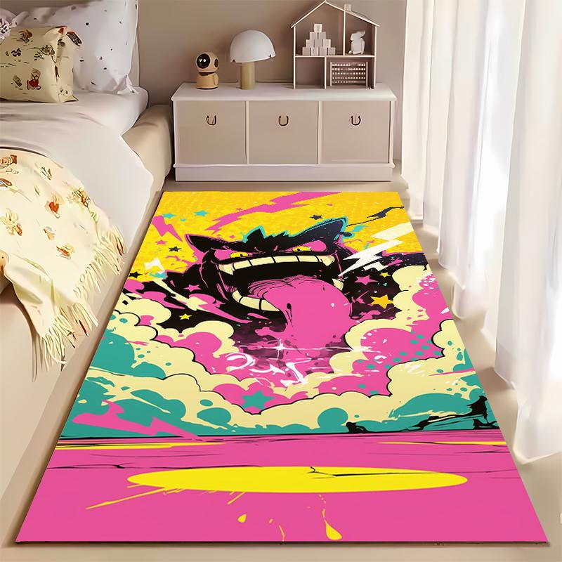Colorful Cartoon Style Monster Rug with Bright Pop Art Design Pattern Suitable for Use As an Anti-slip for Living Room Bedroom Sofas