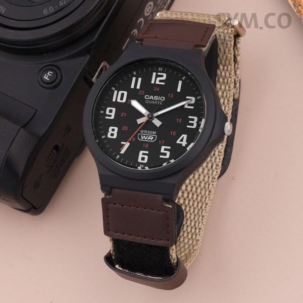 Casio Classic Sports Velcro Outdoor Men's Two-Tone NATO Watch + Battery Exchange Ticket Package