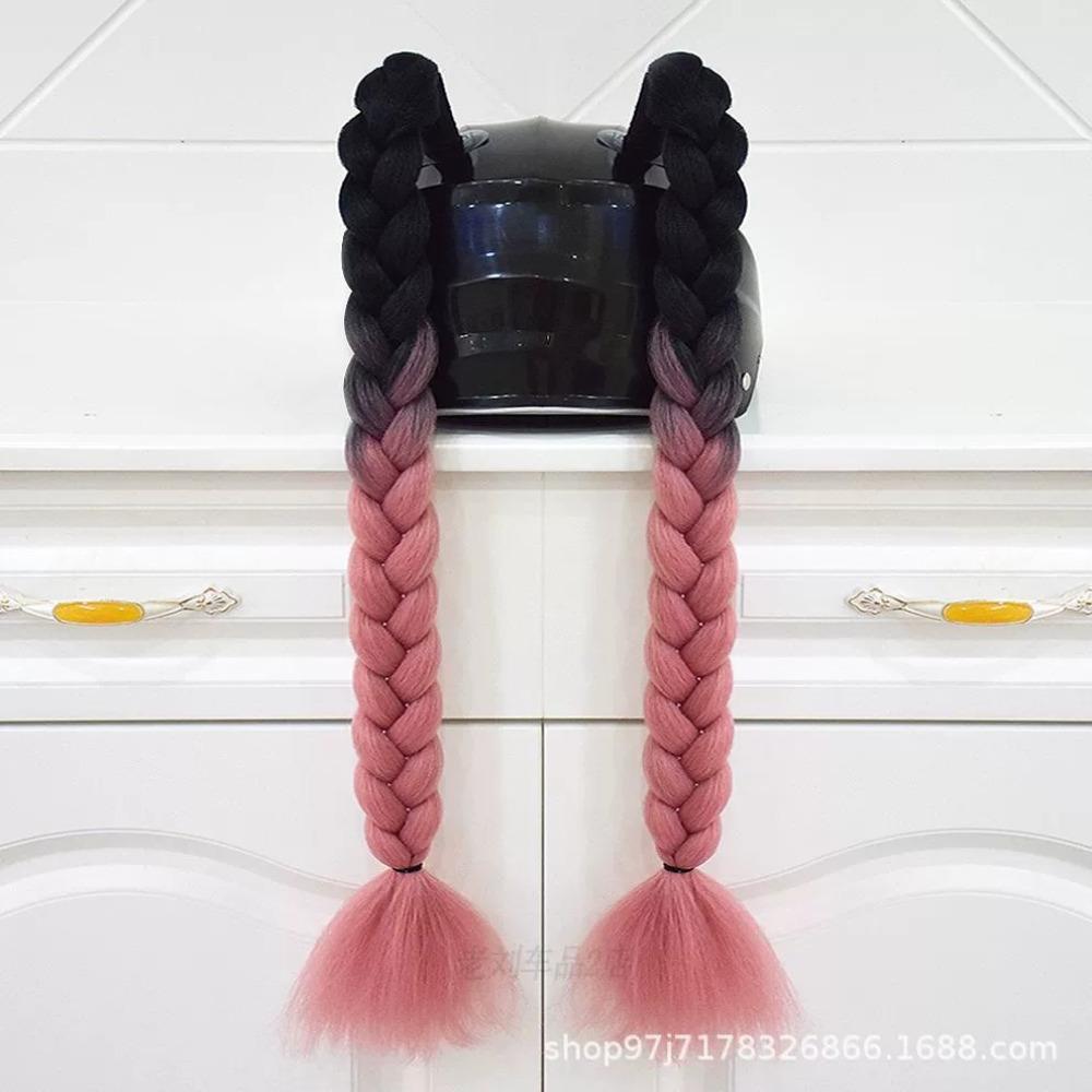 2pcs/pair New Motorcycle Helmet Braids Woman Braids Wig For Motorbike Helmets 164 colors Twist Dual Pigtail Ponytail With Sucker