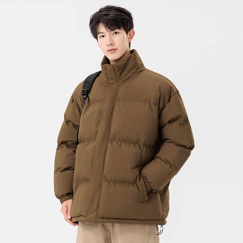 Padded-on men's winter new American trend thickened padded jacket couple bread clothes stand-up collar jacket loose warm men's clothing