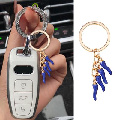 Einzigartiger Chili-Schlüsselanhänger Zinklegierung Miniatur Essen Schlüsselorganisator Ornament Niedlicher Schlüsselring für Taschen Rucksäcke Geschenke