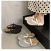 Hollow woven bag head half slippers women's summer wear 2025 new flat-bottomed breathable one-pedal hole shoes sandals