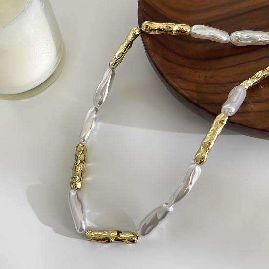 Imitation Baroque Pearl Toothpick Necklace Irregular Metal Choker Unique Elegant Clavicle Chain Minimalist French Retro Jewelry for Women