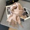 100% Wool Winter Narrow Scarf for Men's and Women's Universal Warm  Solid Color Scarf and Cold-Proof Scarves Poncho