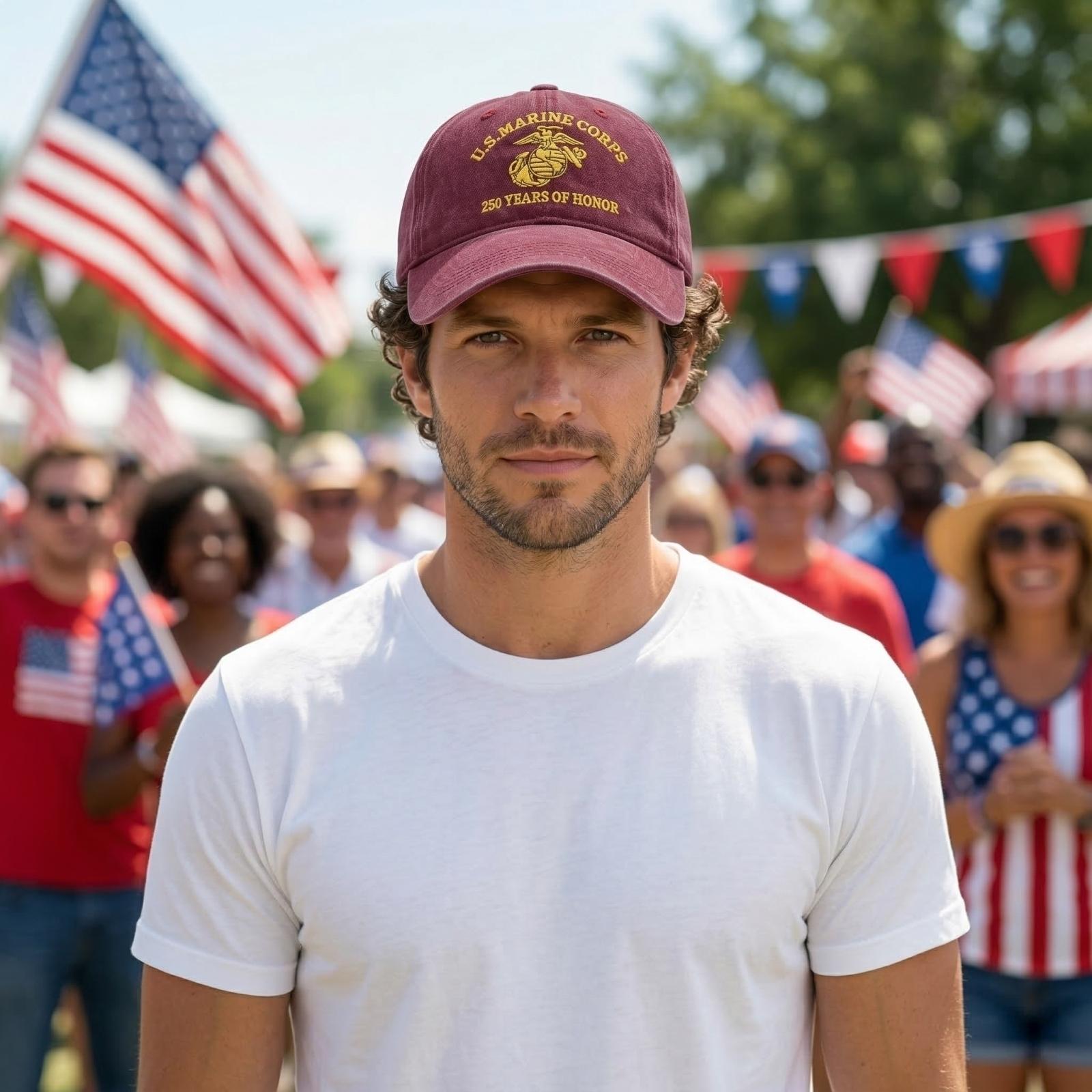 

Printed Baseball Cap, Commemorating The 250th Anniversary Of The United States . One Size винний