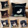 Watamote TTomoko Kuroki Cushion Cover Silky Short Plush Invisible Zipper Dustproof Sofa Pillow Case for Home Decor
