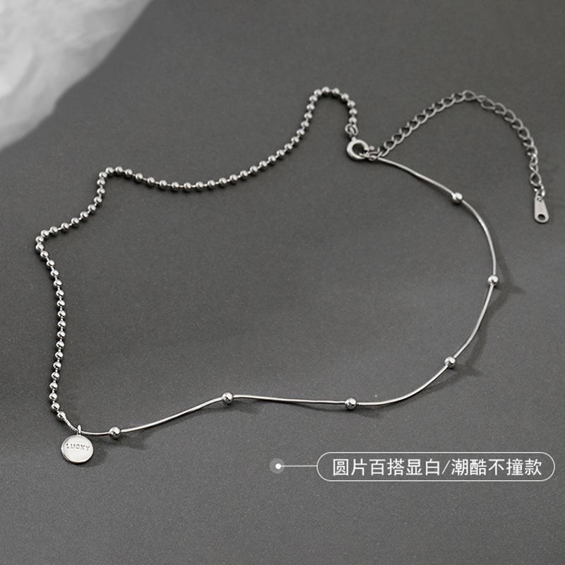 925 Sterling Silver Lucky Choker Aesthetic Necklaces For Women Girls Charms Elegant Jewelry Accessories Jewellery